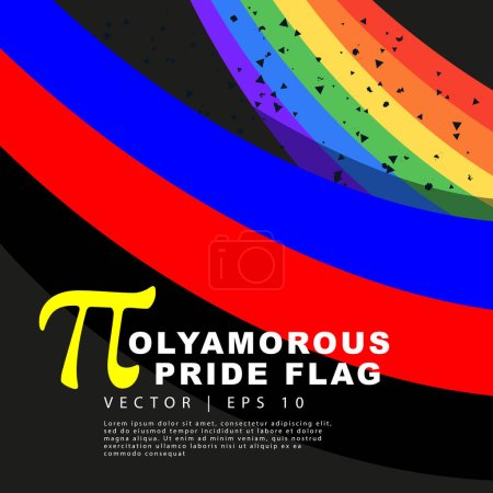 Ilustración de LGBT flag and polyamorous pride flag. Sexual identification. Vector illustration on a black background. - Imagen libre de derechos