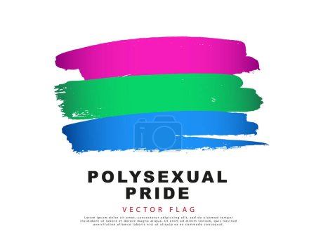 Illustration for Pink, green and blue brush strokes drawn by hand. The flag of polysexual pride. Sexual identification. A colorful logo of one of the LGBT flags. - Royalty Free Image