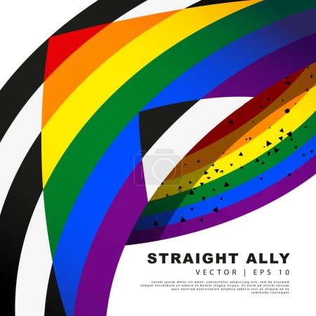 Ilustración de The LGBT flag and the flag of the straight ally. Gender equality. Sexual identification. Vector illustration on a white background. - Imagen libre de derechos