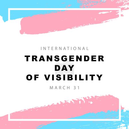 Flag of transgender pride. March 31, International Transgender Visibility Day. Blue, pink and white brush strokes drawn by hand. Sexual identification.