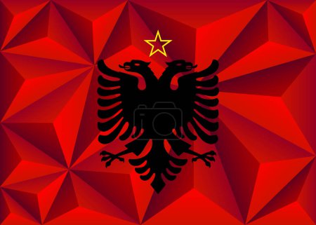Téléchargez les illustrations : Abstract polygonal background in the form of colorful red triangles. Polygonal flag of Albania. Vector illustration. - en licence libre de droit