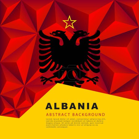 Téléchargez les illustrations : Polygonal flag of Albania. Vector illustration. Abstract background in the form of colorful red pyramids. - en licence libre de droit