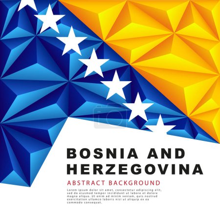 Téléchargez les illustrations : Polygonal flag of Bosnia and Herzegovina. Vector illustration. Abstract background in the form of colorful blue and yellow triangles. - en licence libre de droit