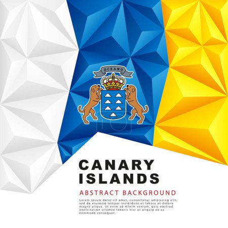 Illustration for Polygonal flag of the Canary Islands. Vector illustration. Abstract background in the form of colorful white, blue and yellow stripes of the Canarian flag. - Royalty Free Image