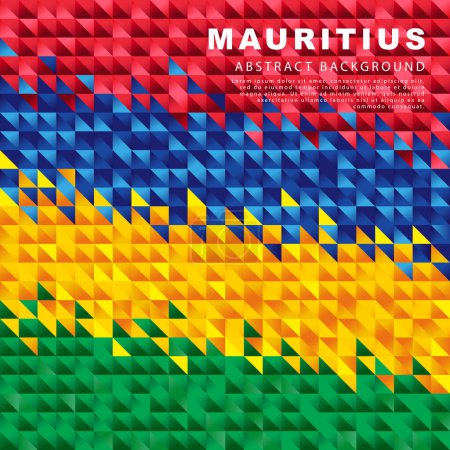 Flag of Mauritius. Abstract background of small triangles in the form of colorful red, blue, yellow and green stripes of the Mauritian flag. Vector illustration.