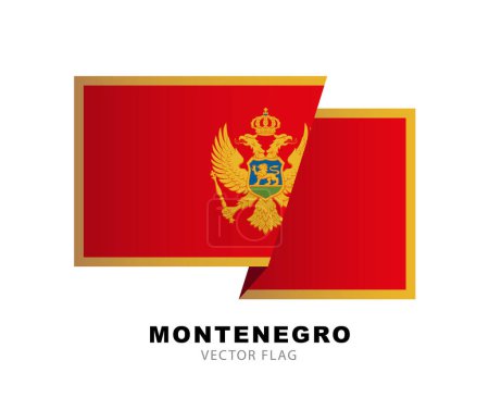 Téléchargez les illustrations : Flag of Montenegro. Vector illustration isolated on white background. Colorful logo of Montenegrin flag. - en licence libre de droit