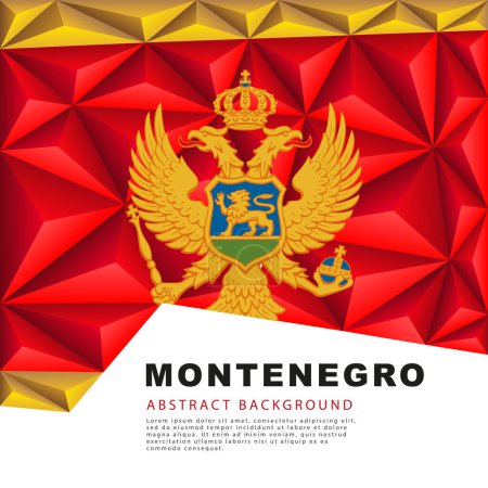 Téléchargez les illustrations : Polygonal flag of Montenegro. Vector illustration. Abstract background in the form of colorful red and gold triangles. - en licence libre de droit