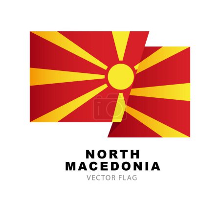 Téléchargez les illustrations : Flag of North Macedonia. Vector illustration isolated on white background. Colorful logo of the Macedonian flag. - en licence libre de droit