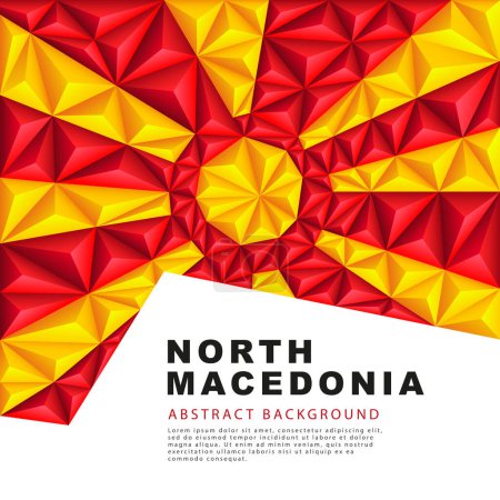 Téléchargez les illustrations : Polygonal flag of North Macedonia. Vector illustration. Abstract background in the form of colorful red and yellow pyramids in the form of the Macedonian flag. - en licence libre de droit