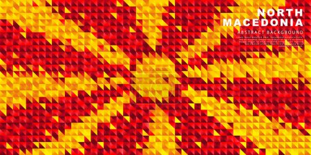 Téléchargez les illustrations : Flag of North Macedonia. Abstract background of small colorful red and yellow triangles in the form of the Macedonian flag. Vector illustration. - en licence libre de droit