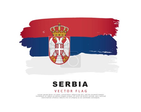 Téléchargez les illustrations : Serbia flag. Red, blue and white hand-drawn brush strokes. Vector illustration isolated on white background. Colorful Serbian flag logo. - en licence libre de droit
