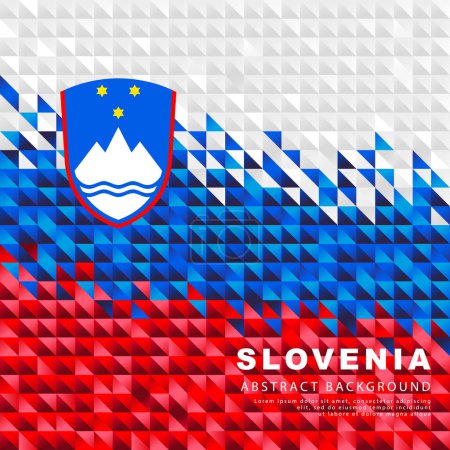 Illustration for Flag of Slovenia. Abstract background of small triangles in the form of colorful white, blue and red stripes of the Slovenian flag. Vector illustration. - Royalty Free Image