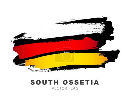 Illustration for Flag of South Ossetia. Colored brush strokes drawn by hand. Vector illustration isolated on white background. Colorful logo of the South Ossetian flag. - Royalty Free Image