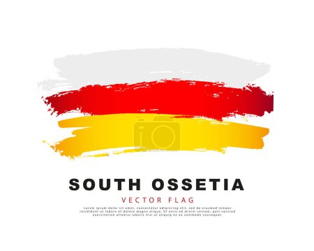 Illustration for Flag of South Ossetia. White, red and yellow brush strokes, hand drawn. Vector illustration isolated on white background. Colorful logo of the South Ossetian flag. - Royalty Free Image
