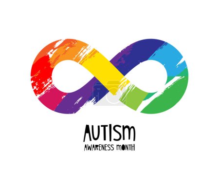 Illustration for Rainbow infinity sign hand-painted with paints. Autism Awareness Month. Richness of the autistic spectrum and the desire for neurodiversity. - Royalty Free Image