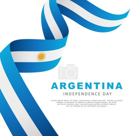 Le ruban bleu et blanc du drapeau argentin. Jour de l'indépendance de l'Argentine. Illustration vectorielle sur fond blanc.