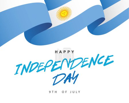 Joyeuse fête de l'indépendance. Le drapeau de l'Argentine. Le 9 juillet. Lettrage élégant. Illustration vectorielle sur fond blanc.