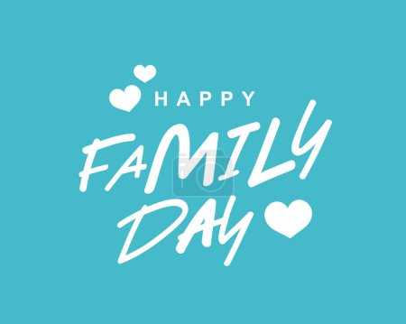 Happy Family Day. A festive greeting poster for family Day. Vector illustration on a blue-green background.