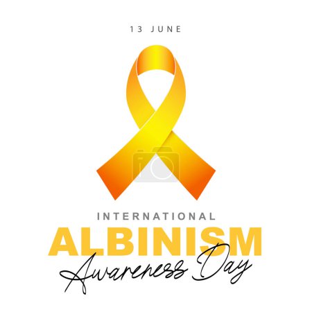 International Albinism Awareness Day. June 13th. Yellow ribbon - symbol of a rare non-contagious genetic inherited condition. Vector illustration on a white background.