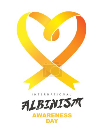 Yellow awareness ribbon in the shape of a heart. International Albinism Awareness Day. Genetic inherited condition. Vector illustration on a white background.