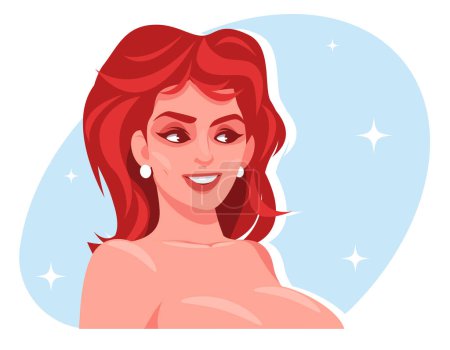 Téléchargez les illustrations : Belle fille sexy avec une figure athlétique, une femme aux cheveux roux et de beaux gros seins - en licence libre de droit