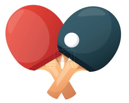 Two ping pong rackets and a ball, sports equipment for table tennis