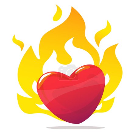 Photo for Concept of strong love, passion, a red heart on fire. Stock vector illustration - Royalty Free Image