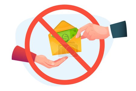 Photo for Concept of no corruption, hand holds out an envelope of money. Stock vector illustration - Royalty Free Image