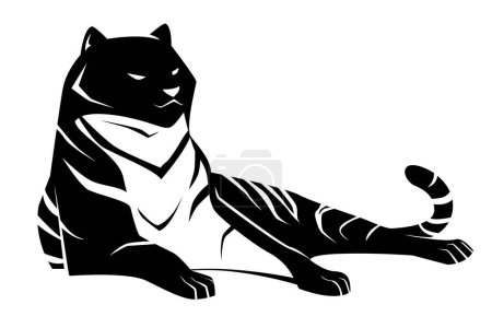 Photo for Tiger or lion logo, black silhouette of a wildcat. Stock vector illustration - Royalty Free Image