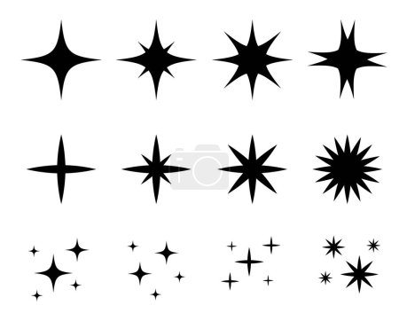 Photo for Set with black glitter, stars and sequins on white background. Stock vector illustration - Royalty Free Image