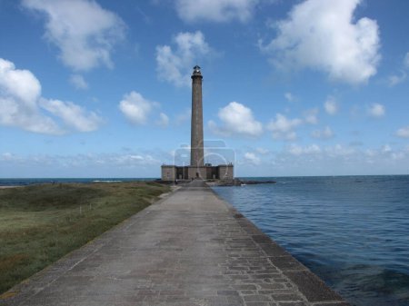 Téléchargez les photos : A coast landscape with the lighthouse of gatteville in the french sea in normandy in summer - en image libre de droit