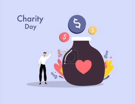 Ilustración de International day of charity hand drawn illustration vector design - Imagen libre de derechos