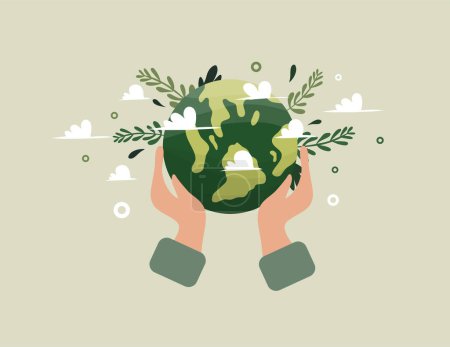 Téléchargez les illustrations : Conception de vecteurs de terre pour l'ozone environnemental et les événements du jour de la Terre - en licence libre de droit