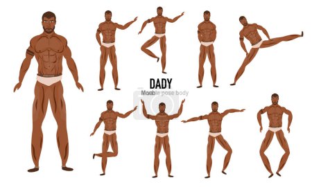 Illustration for Underwear man character pose vector design with movable pose character - Royalty Free Image