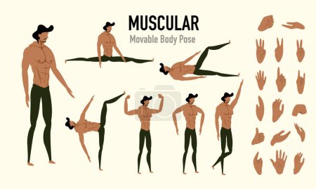 Illustration for Underwear man character pose vector design with movable pose character - Royalty Free Image