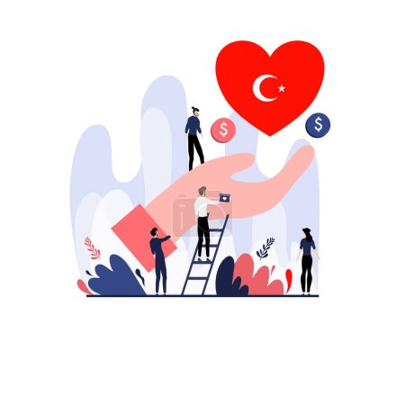 Illustration for Pray for turkey with charity turkey flag for turkey earthquake illustration vector - Royalty Free Image