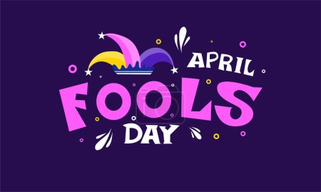 Ilustración de April fools day with funny prank illustration vector background design for april fools day event - Imagen libre de derechos