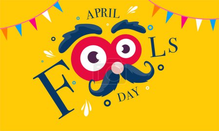 Illustration for April fools day with funny prank illustration vector background design for april fools day event - Royalty Free Image