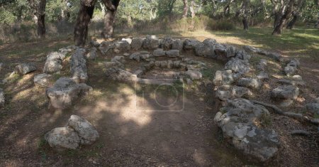 Photo for Tomb of the giants and menhirs of the archaeological park of Pranu Matteddu in Goni in southern Sardinia - Royalty Free Image