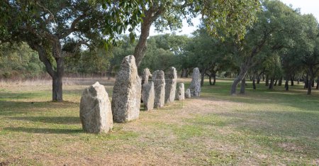 Foto de Tumba de los gigantes y menhires del parque arqueológico de Pranu Matteddu en Goni en el sur de Cerdeña - Imagen libre de derechos
