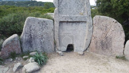 Giants' grave of Coddu Vecchiu built during the bronze age by the nuragic civilization, Doragli, Sardinia, Ital