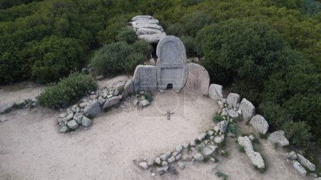 Giants' grave of Coddu Vecchiu built during the bronze age by the nuragic civilization, Doragli, Sardinia, Ital