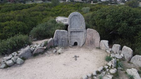 Giants' grave of S'Ena e Thomes built during the bronze age by the nuragic civilization, Doragli, Sardinia, Italy