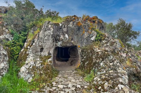 domus de janas and nuraghe of santu Barbara ancient nuragic tombs in Bauladu sardinia central