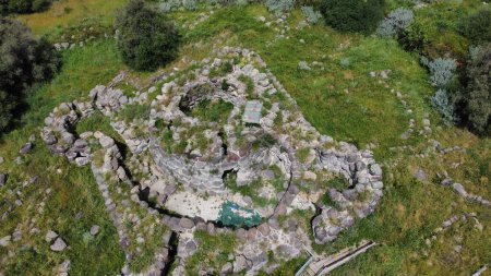 ruins of a nuraghe seen from above taken during excavations