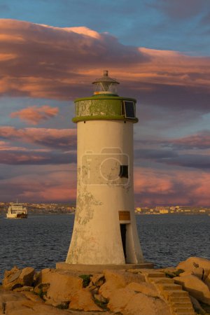Capo d'Orso lighthouse in Palau in northern Sardinia during spring sunset