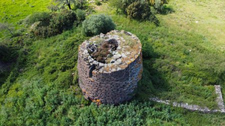 Nuraghe Ruju of Chiaramonti, central Sardinia - single-tower structure, aerial view