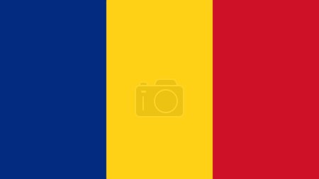 Foto de La bandera nacional de Rumania con los colores oficiales correctos que es un tricolor de tres rayas horizontales de azul, amarillo y rojo, imagen de ilustración de stock - Imagen libre de derechos