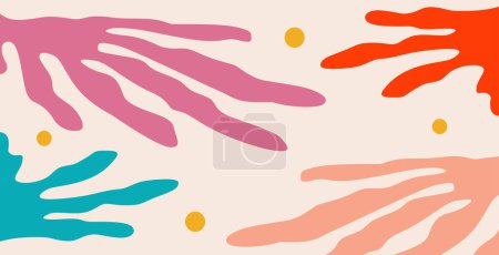 Abstract botanical poster. Contemporary background, minimal modern leaf print elements, Matisse style organic shapes.