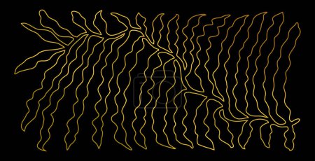 Boho-abstraktes Plakat im Matisse-Stil in Goldfarben auf schwarzem Hintergrund. Zeitgenössischer minimalistischer Druck mit organischen Formen, schwarzweißer Vektorkunst